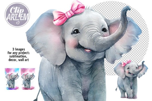 Baby Girl Elephant Illustrations: Watercolor Asset Review