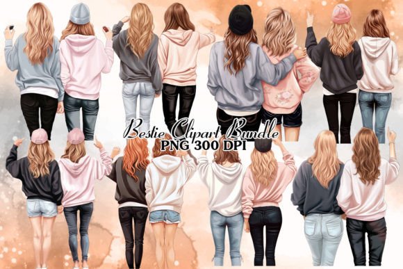 Bestie Watercolor Clipart Bundle: Illustrations for Branding