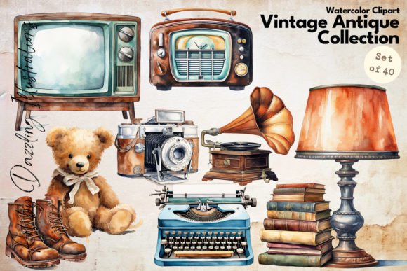 Elegant Vintage Antique Watercolor Illustrations