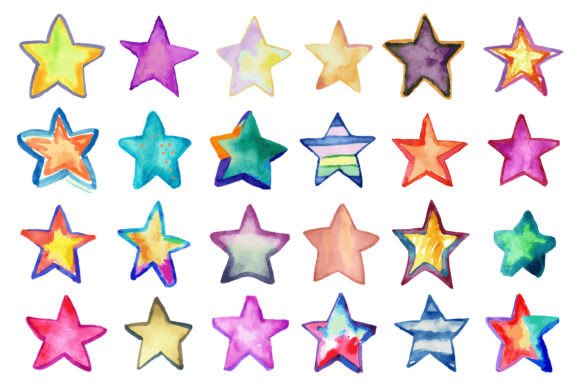 Hand Drawn Watercolor Stars Illustrations for Digital Products