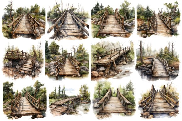 Old Timber Bridge Watercolor Clipart Review
