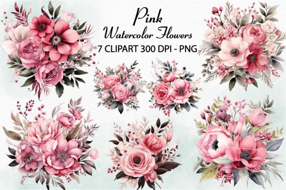 Pink Watercolor Flowers Clipart Bundle: Illustrations Review