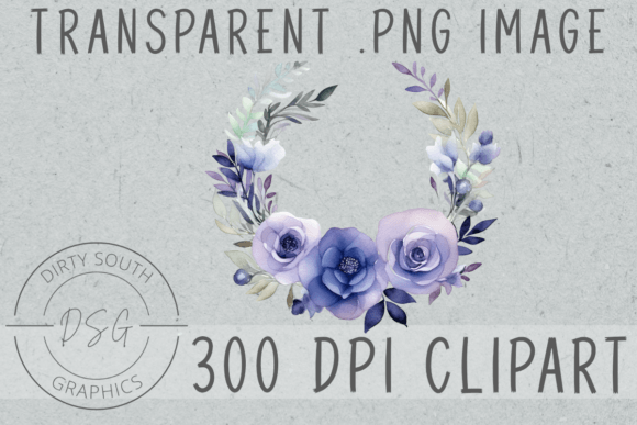 Purple Watercolor Floral Wreath: Illustrations for Selling