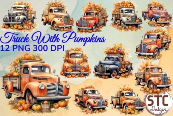 Vintage Red Truck Pumpkins Watercolor Review
