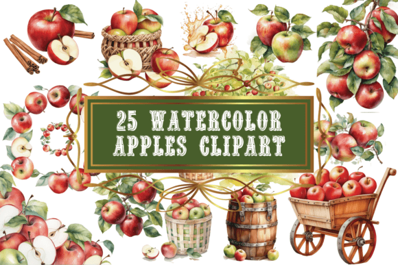 Watercolor Apple Illustrations for Editorial Design