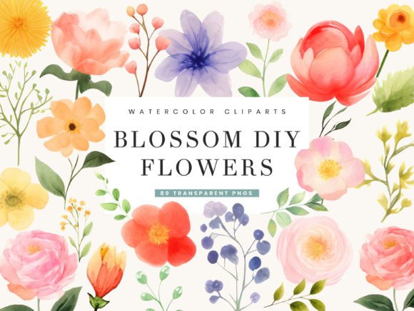 Watercolor Blossom Diy Flowers Clipart Illustrations
