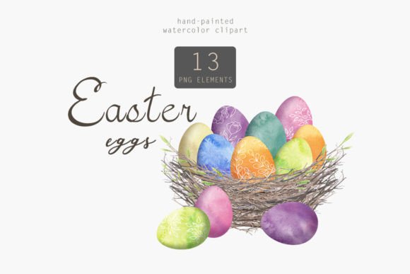 Watercolor Easter Eggs Illustrations for Branding