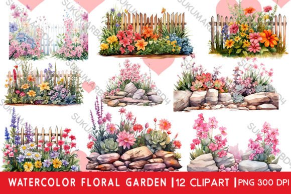 Watercolor Floral Garden Clipart: Illustrations for Crafters