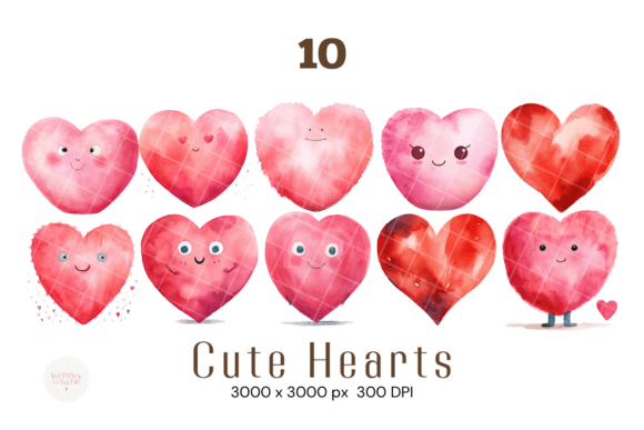 Watercolor Hearts Clipart: Illustrations for Local Branding