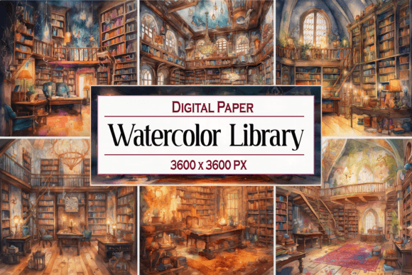 Watercolor Magical Library Illustrations Review