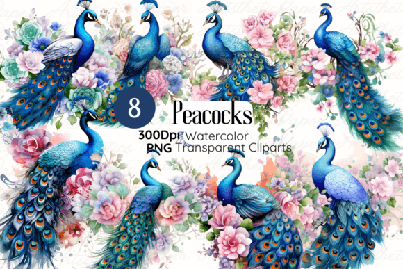 Watercolor Peacock and Flowers Cliparts: Illustrations Review