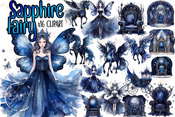 Watercolor Sapphire Witch Illustrations for Editorial Design