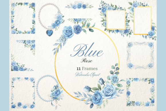 Watercolor Serenity Blue Rose Frames Set Review
