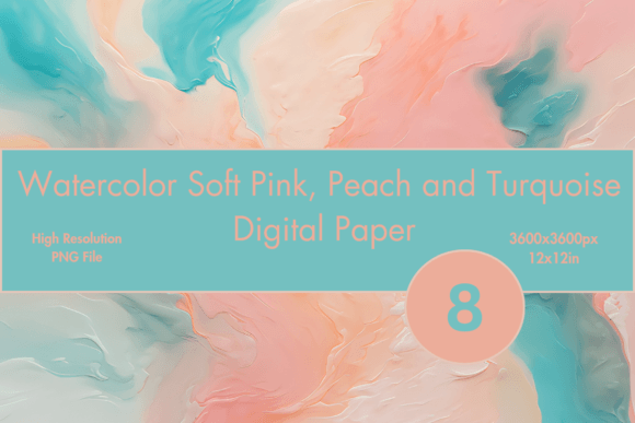 Watercolor Soft Pink, Peach, Turquoise Illustrations