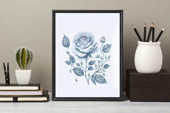 Watercolor Whimsical Winter Rose Wall Illustrations